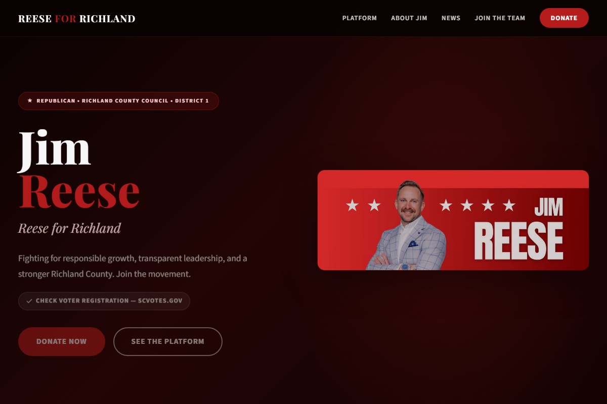 Jim Reese for Richland County Council campaign website